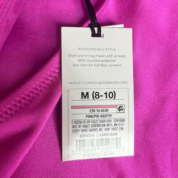 Shade & Shore High Leg Cheeky One-Piece Swimsuit Pink Size Medium - Picture 10 of 11